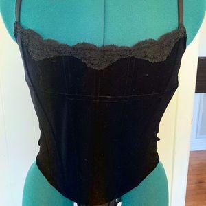 Black Velvet Corset with Lace Trim